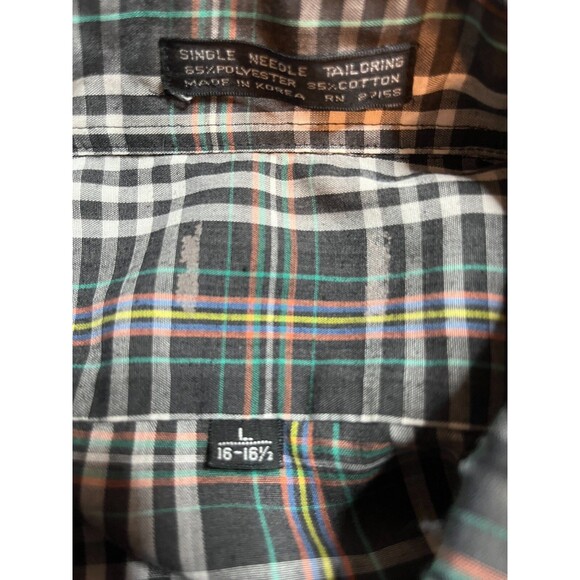 Black & Multicolored Lightweight Plaid LS Button Up Mens L 16-16.5 - Picture 3 of 7